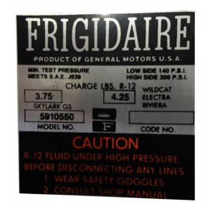 Frigidaire AC Compressor Decal
