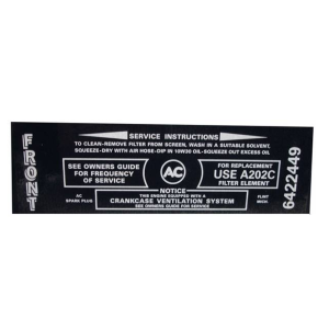 Air Cleaner Service Instructions Decal