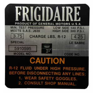 Frigidaire AC Compressor Decal