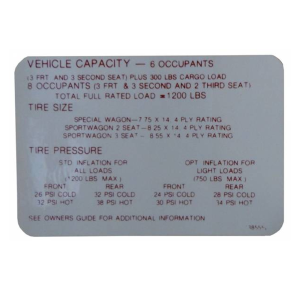 Tire Pressure Decal