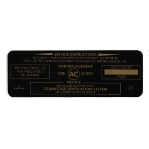 Air Cleaner Service Instructions Decal - A109C